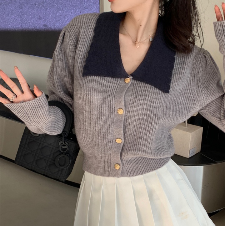 Lapel sweater temperament cardigan for women