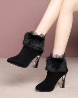 Pointed boots rabbit fur women's boots for women