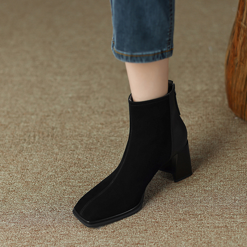 High-heeled short boots sheepskin women's boots for women