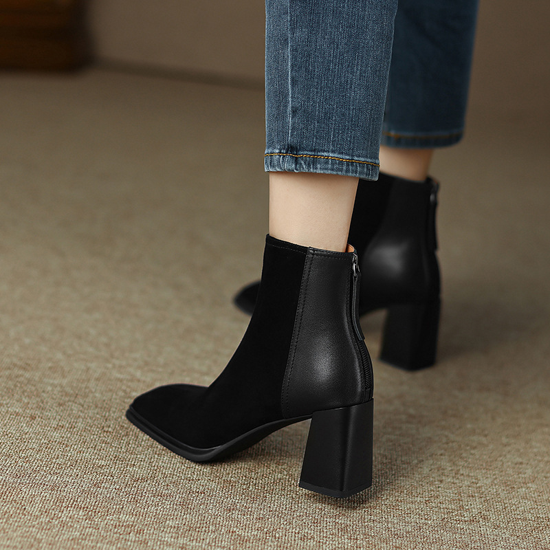 High-heeled short boots sheepskin women's boots for women