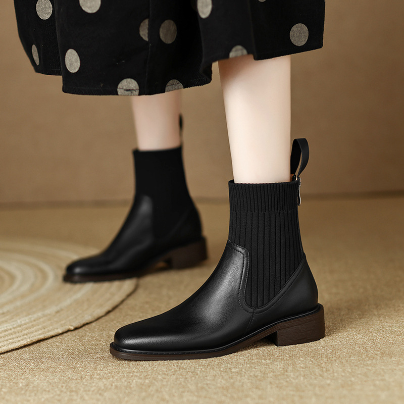Low elasticity short boots thick women's boots