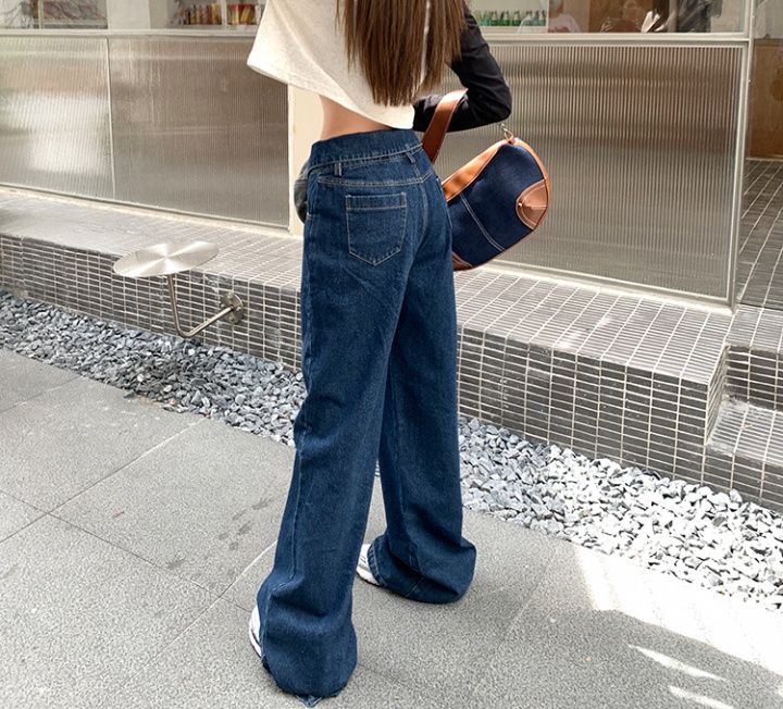 Loose flanging wide leg pants mopping jeans