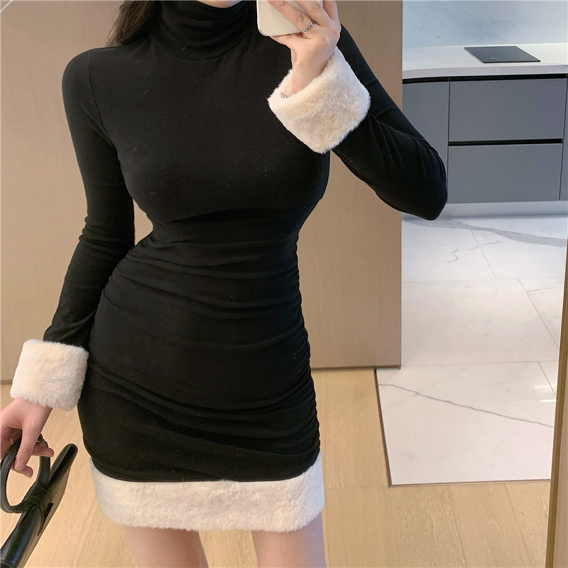 Bottoming plush temperament package hip sexy dress