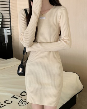 Knitted slim sweater dress long dress