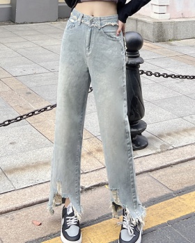 Large yard holes nine pants slim wide leg jeans for women