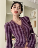 V-neck short retro sweater mink hair knitted slim tops
