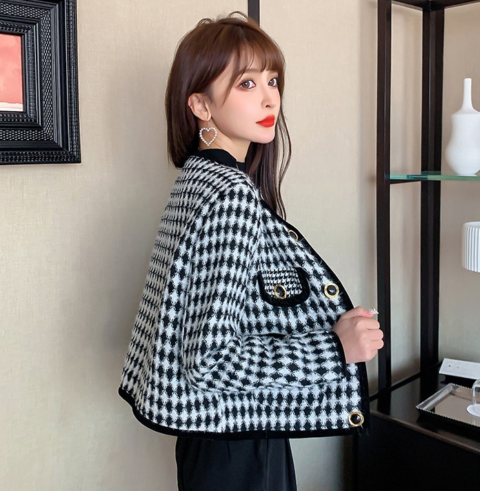 Houndstooth coat autumn and winter cardigan