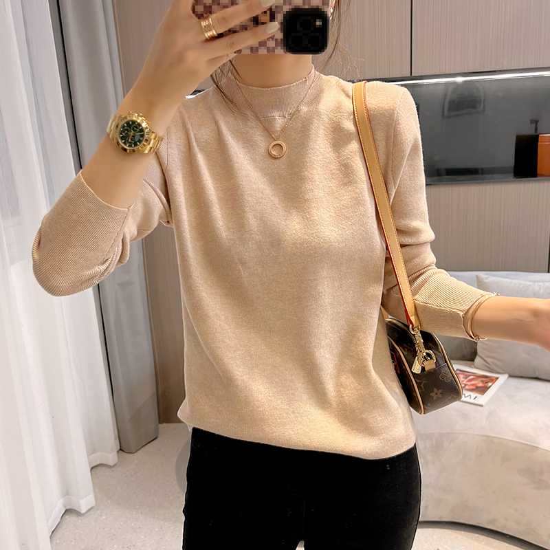 Half high collar tops sweater for women