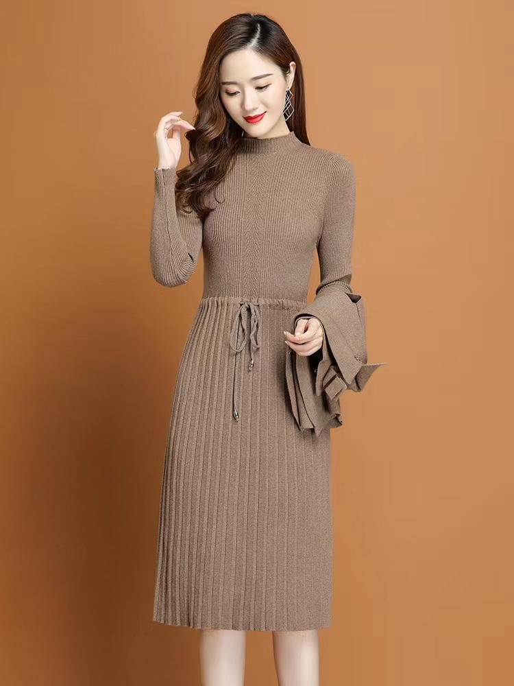 Knitted dress bottoming sweater a set for women