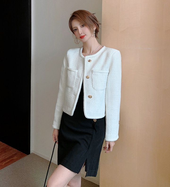 Autumn temperament loose jacket white slim tops for women