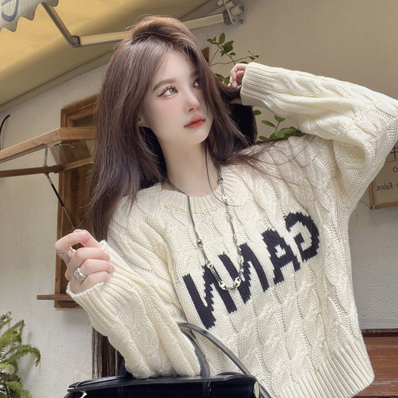 Short Casual pullover long sleeve autumn letters sweater