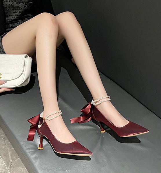Beads high-heeled shoes fine-root shoes for women