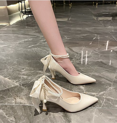 Beads high-heeled shoes fine-root shoes for women