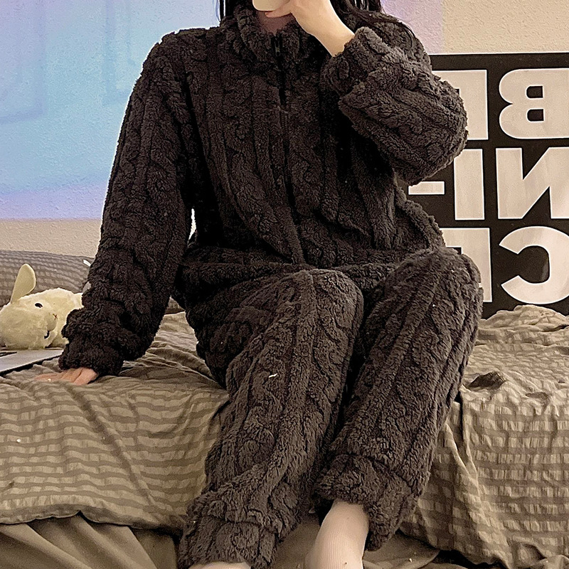 Thermal thick flannel homewear pajamas a set