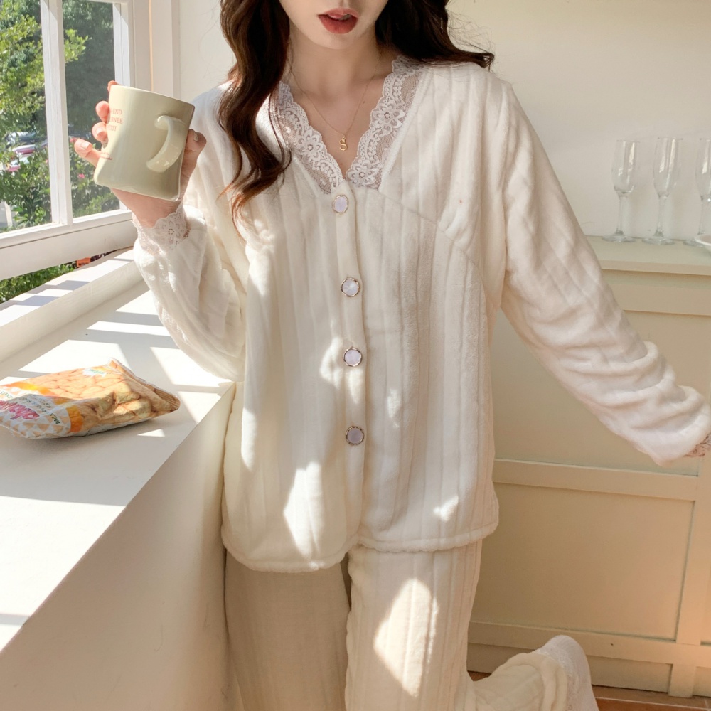 Casual sweet homewear mink velvet pajamas 2pcs set