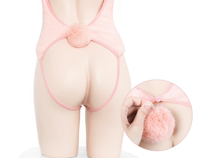 Pink sexy uniform rabbit fur Sexy underwear a set