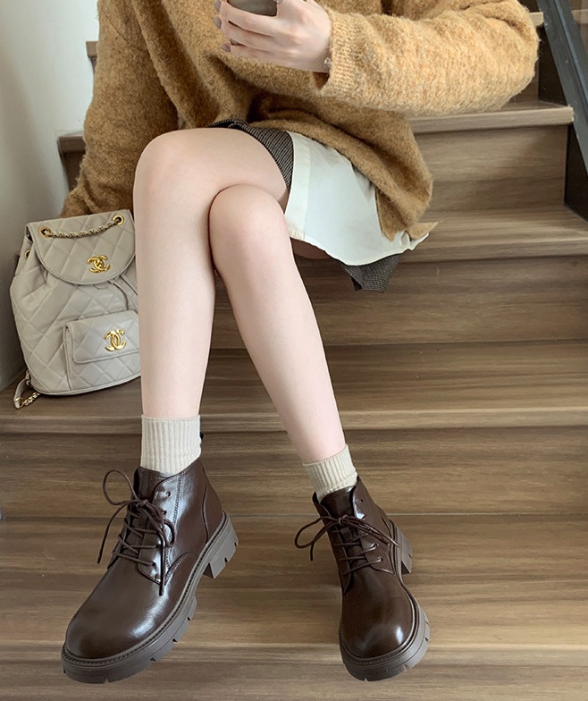 Retro thick crust autumn and winter round short boots