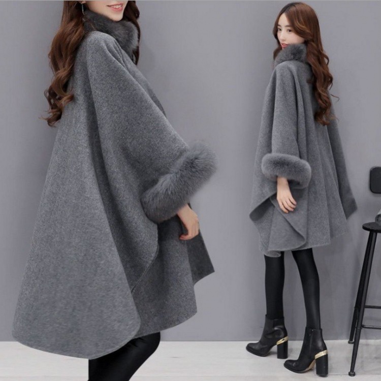 Korean style woolen coat temperament overcoat for women