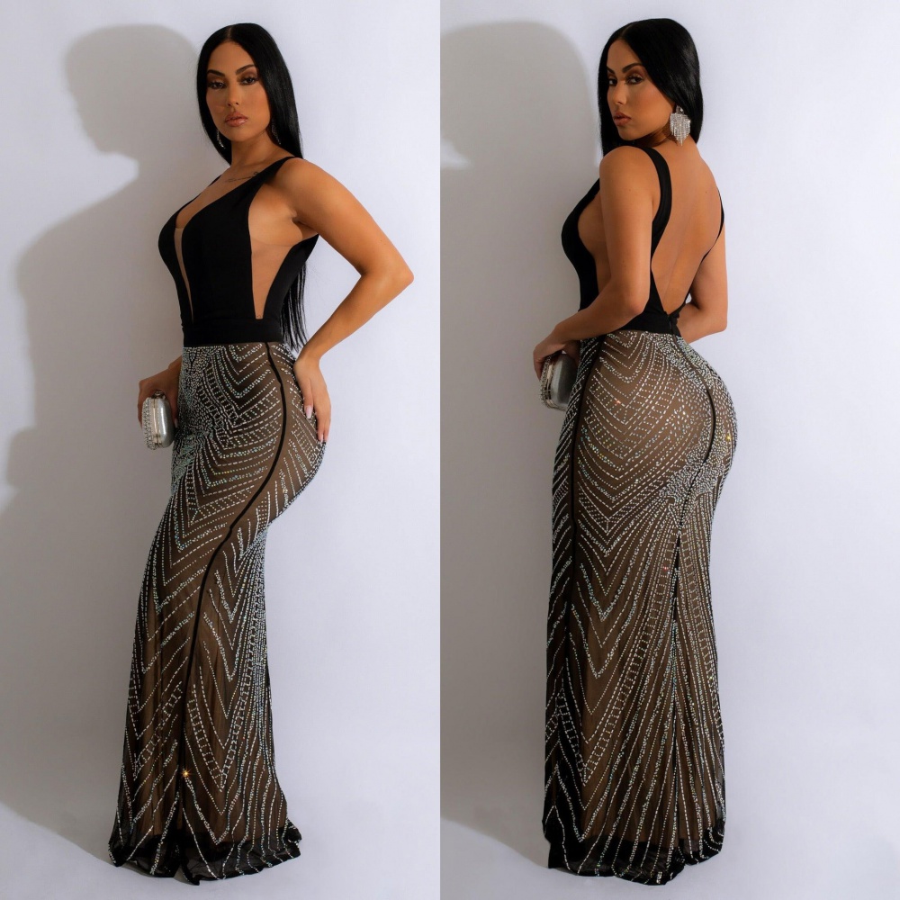 European style sexy rhinestone dress