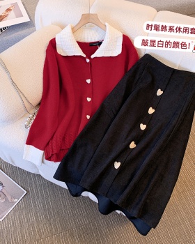 Fat skirt long sleeve sweater a set for women