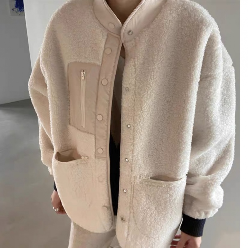 Loose short thermal Korean style Casual lambs wool jacket