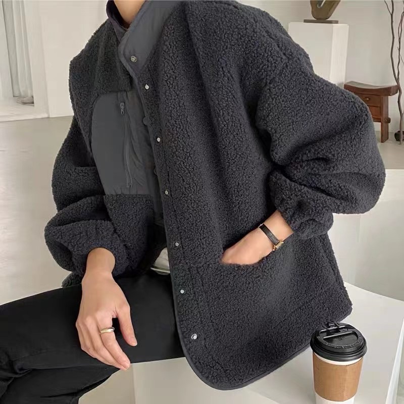 Loose short thermal Korean style Casual lambs wool jacket