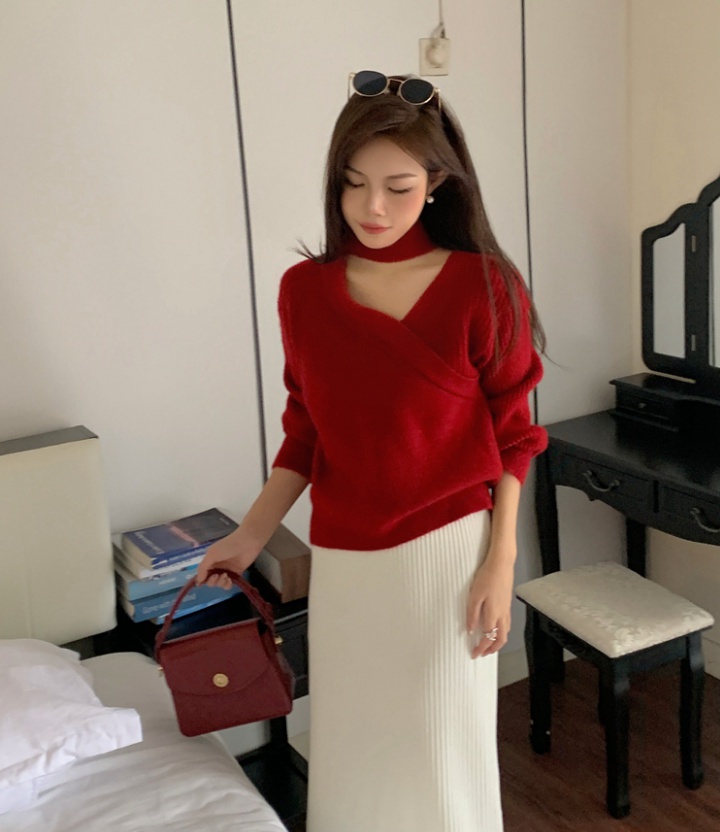Christmas pure all-match halter autumn V-neck sweater