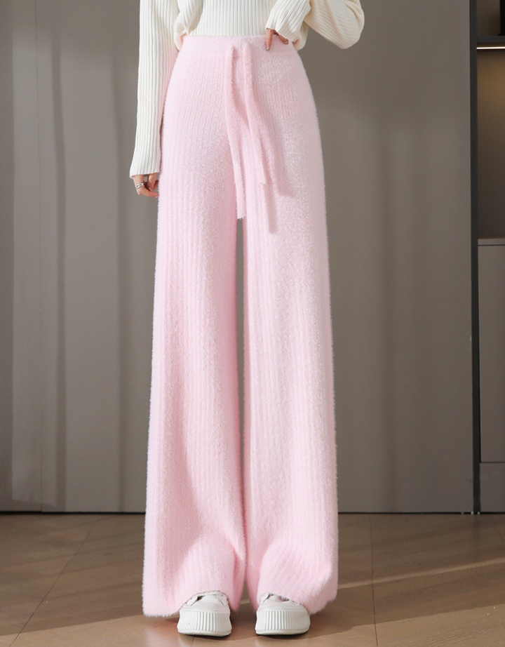 Loose casual pants knitted wide leg pants for women