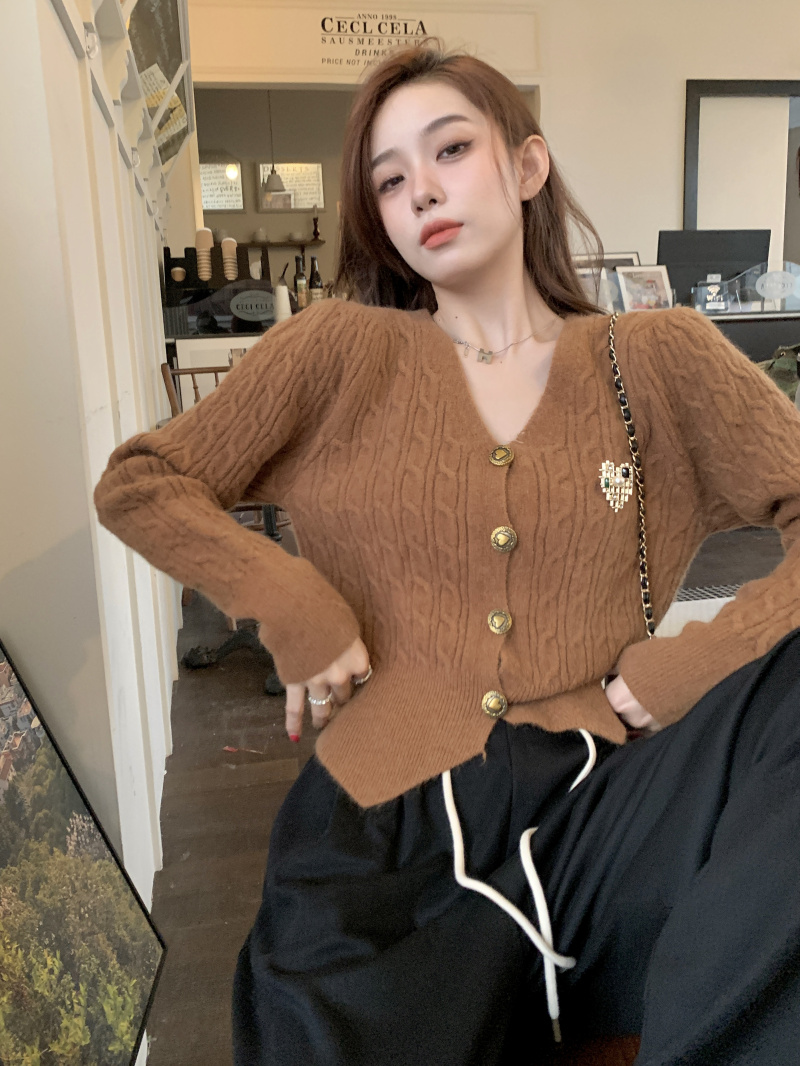 Fashion and elegant twist cardigan knitted coat for women