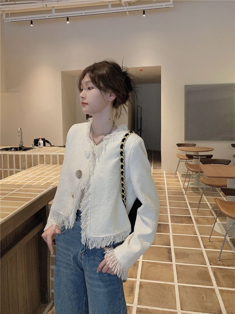 Unique fashion and elegant tops coarse flower coat for women