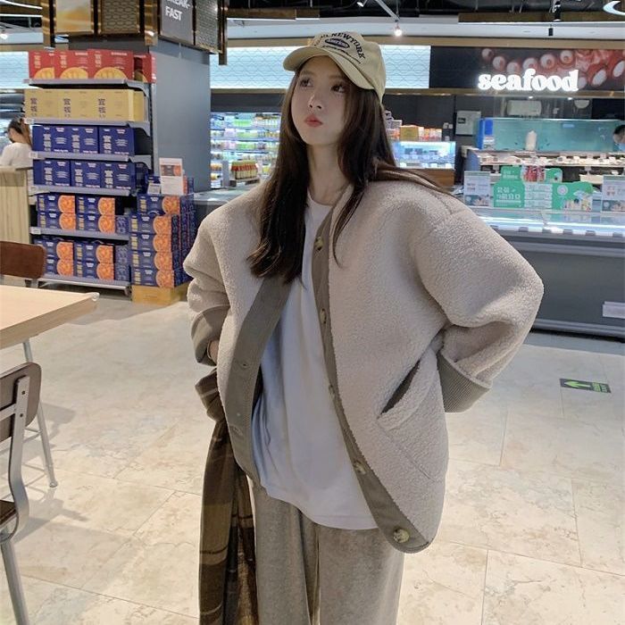 Korean style loose tops long coat for women