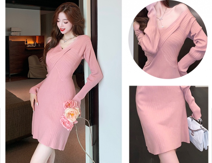 Tight bottoming knitted package hip dress for women