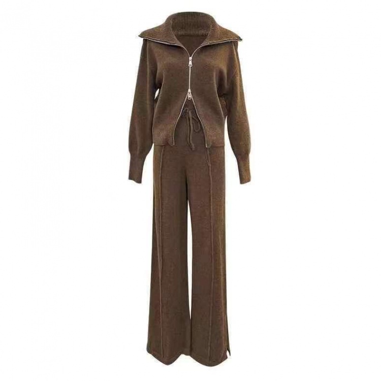 Fashion autumn and winter long pants lapel coat 2pcs set