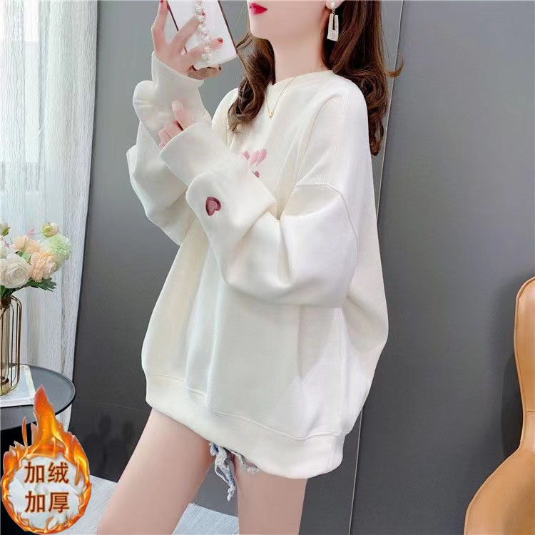 Plus velvet tops Korean style hoodie for women