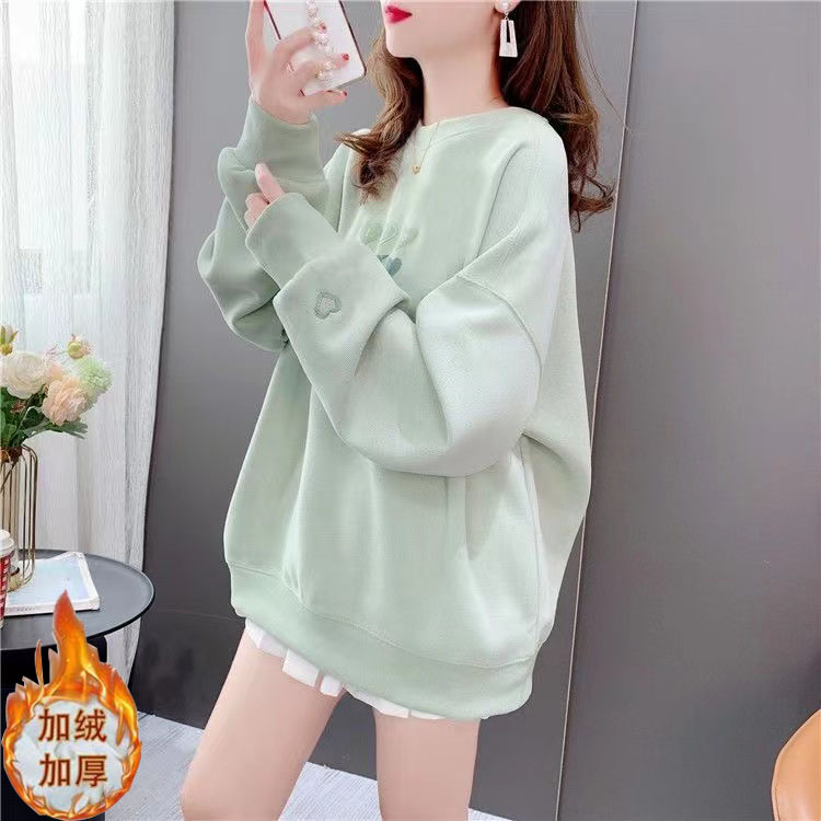 Plus velvet tops Korean style hoodie for women