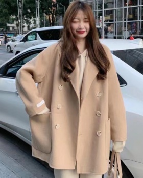 Double-breasted woolen coat Korean style overcoat