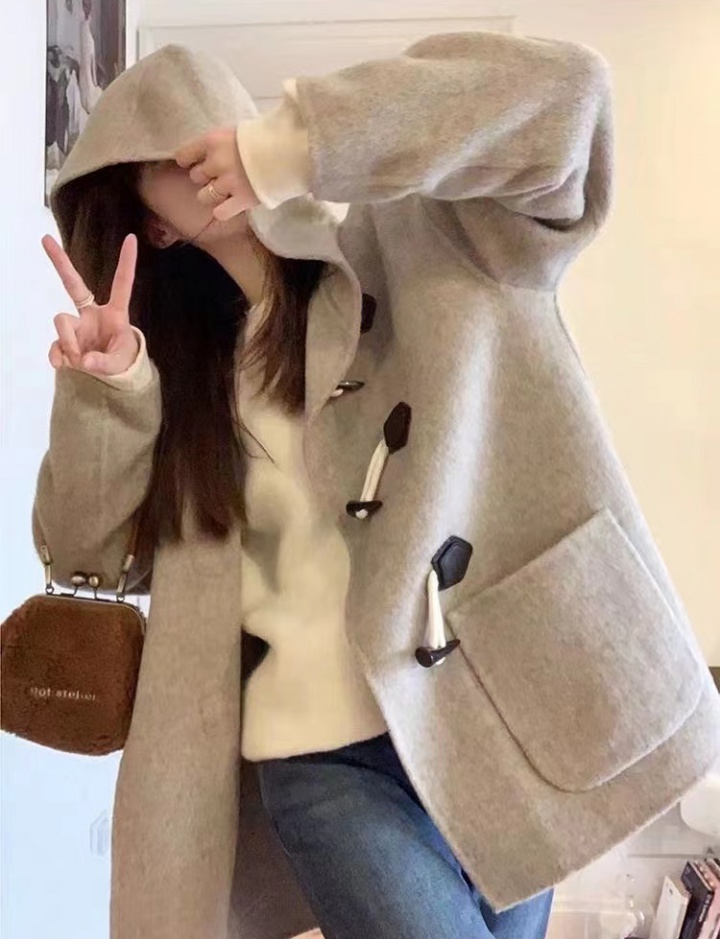 Woolen autumn and winter woolen coat hooded double hat