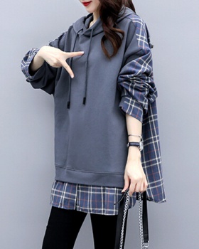 Spring and autumn Pseudo-two loose hoodie for women