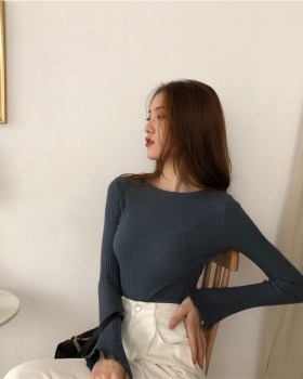 Retro slim V-neck all-match bottoming sexy cross sweater