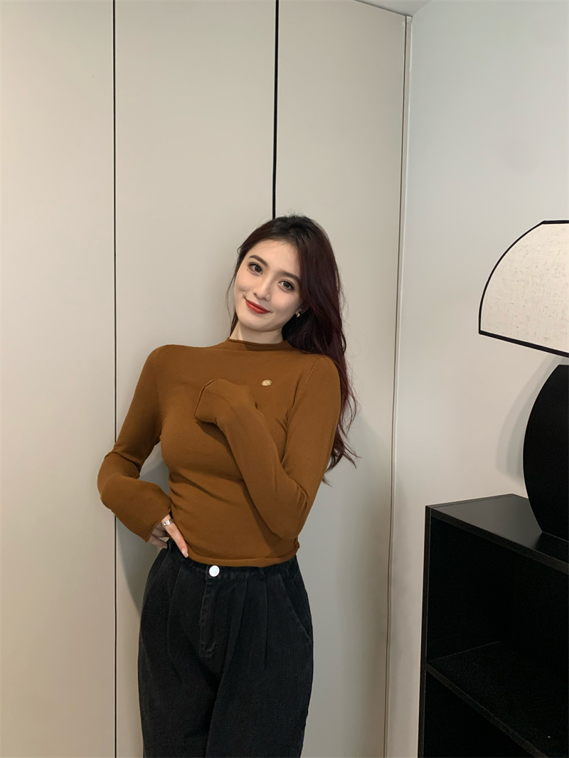 Small high collar sweater fungus collar tops for women