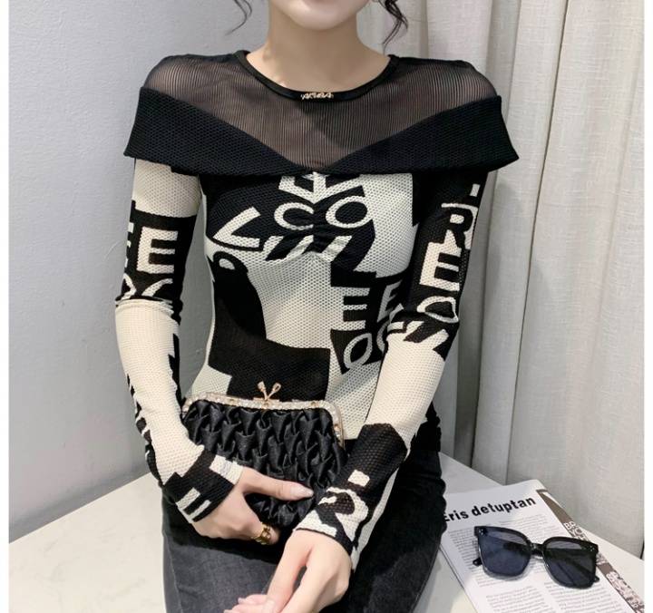 Printing splice small shirt spring tops for women