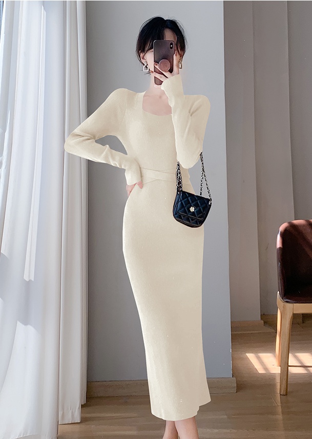 Winter long dress France style bottoming overcoat