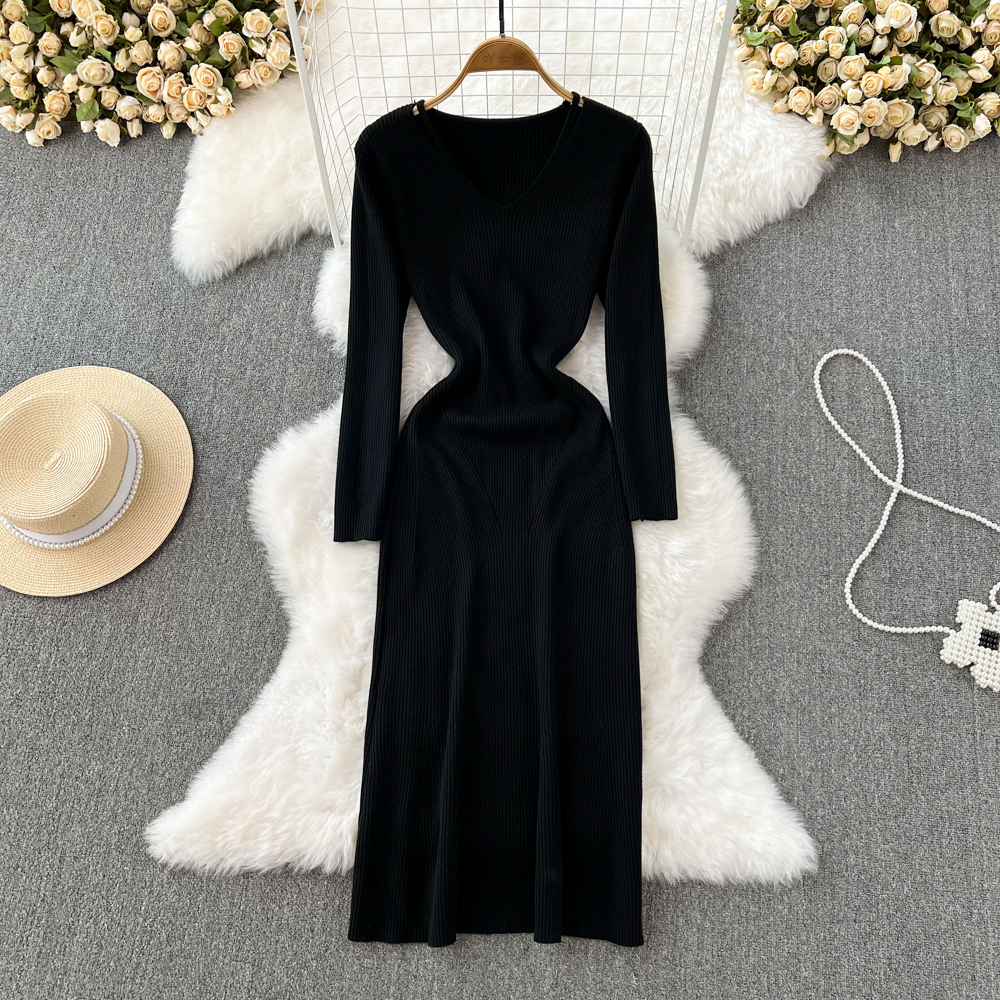 Bottoming long sleeve dress slim knitted sweater