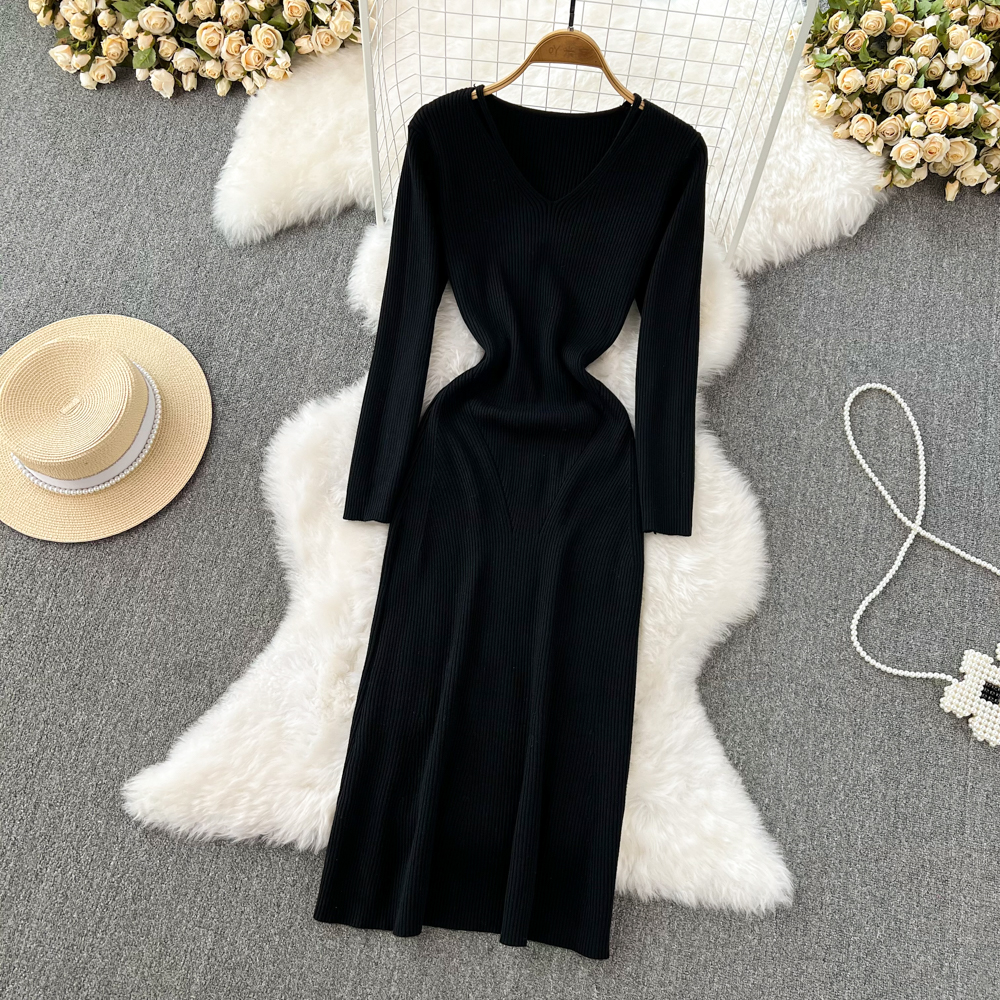 Bottoming long sleeve dress slim knitted sweater