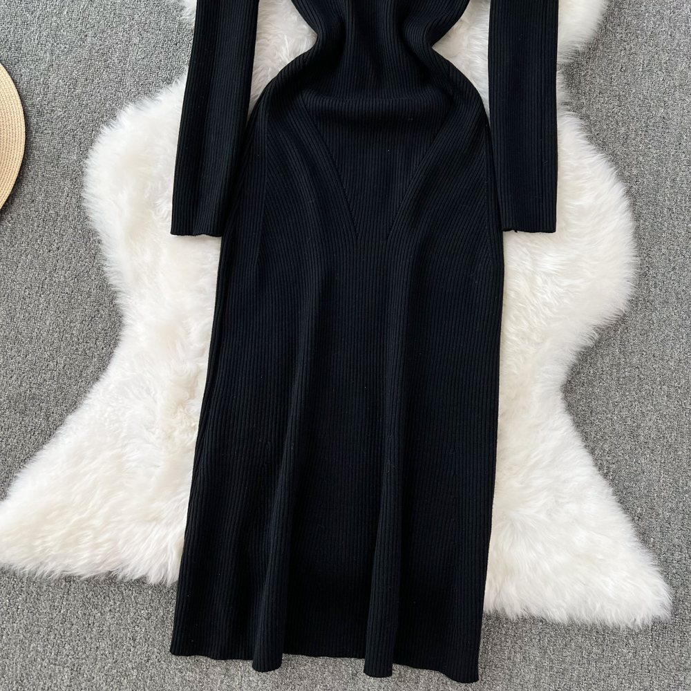 Bottoming long sleeve dress slim knitted sweater