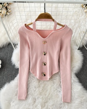 Irregular autumn and winter sweater slim sling clavicle
