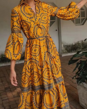Pattern fashion long dress geometry dress for women