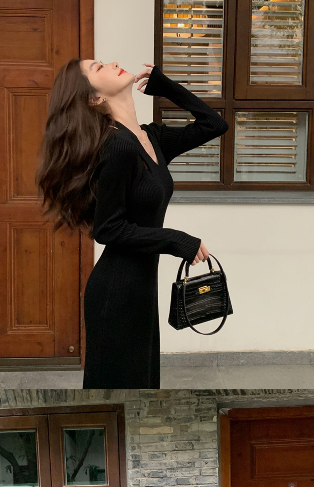 Autumn and winter bottoming sweater slim dress for women