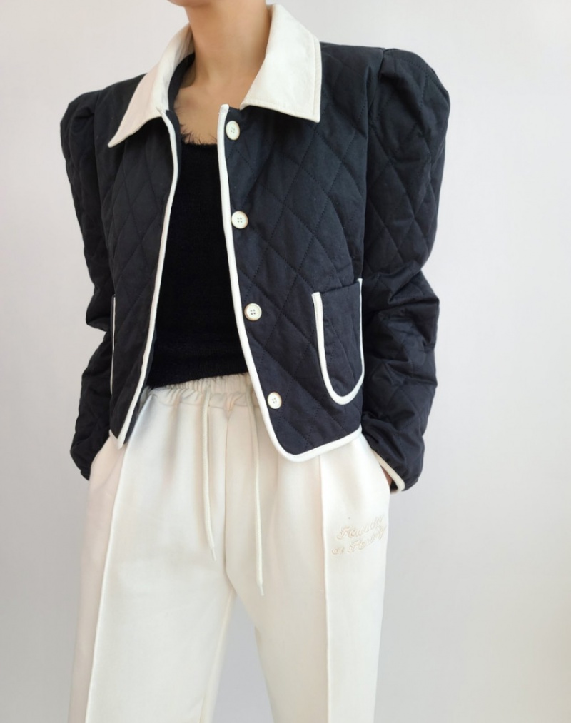 Fashion small lapel coat mixed colors cotton coat