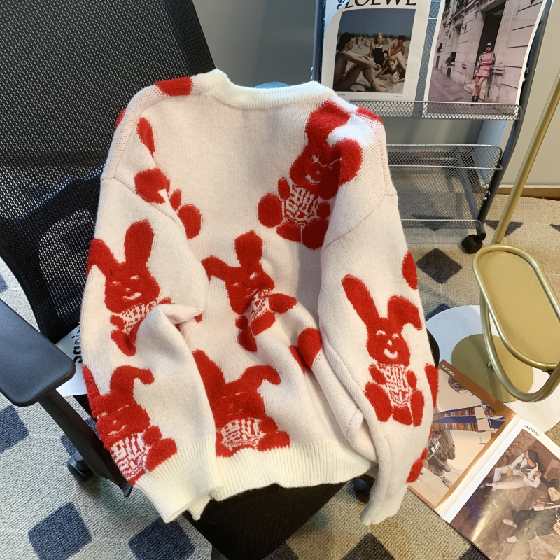 Loose red couple clothes rabbit couples sweater